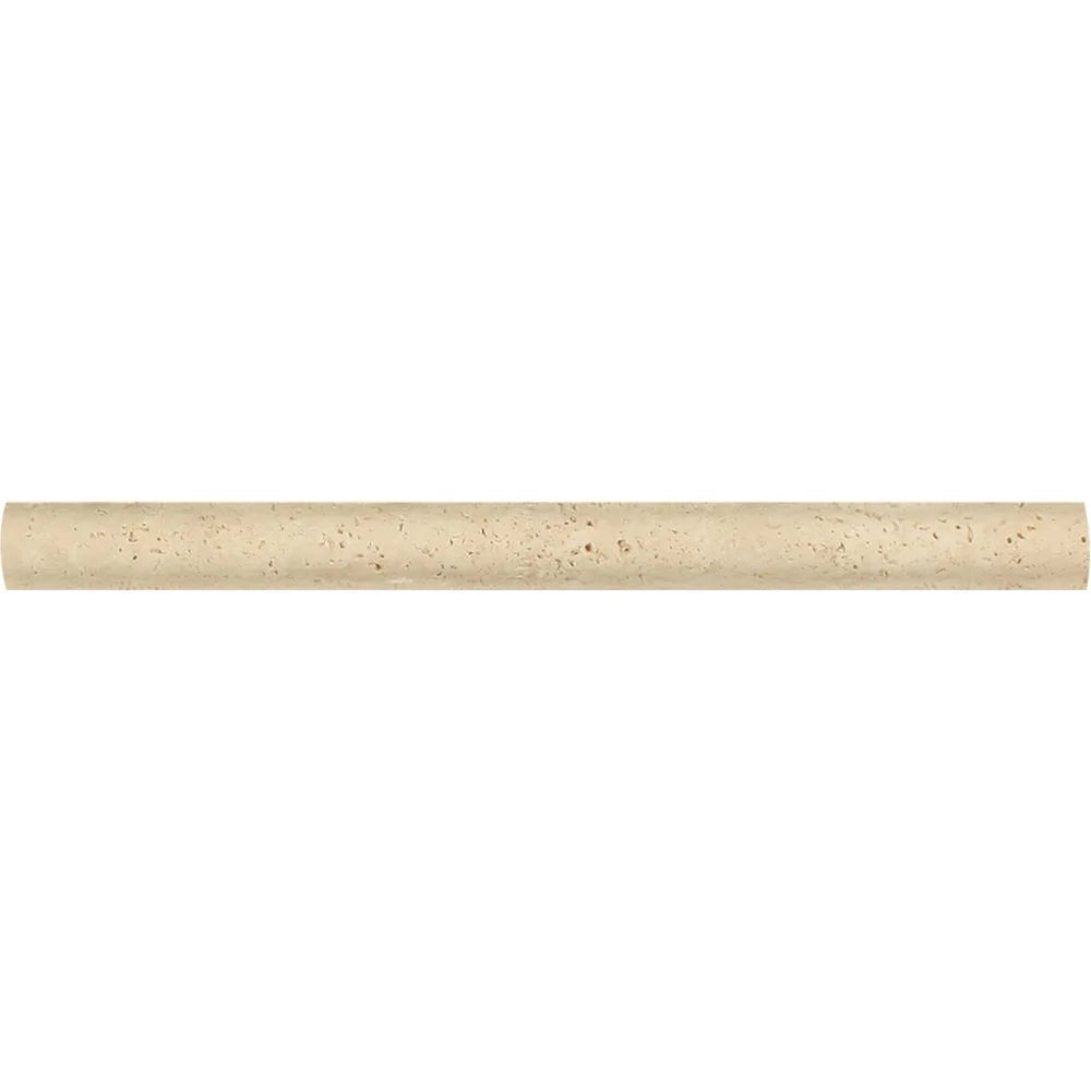 Close-up of Ivory Travertine Bullnose edge with soft golden veining