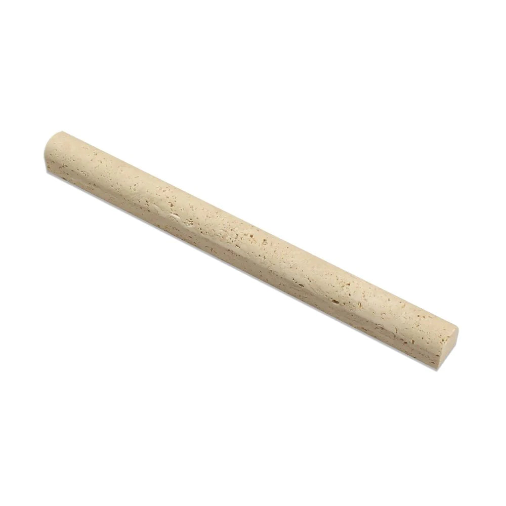 Flat view of Ivory Travertine 1 inch Bullnose Molding in honed finish