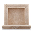 Close-up of Ivory Travertine Shampoo Niche showing natural veining and stone texture