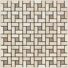 Ivory Travertine Pinwheel Mosaic 5/8x1 inch with tumbled finish