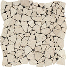 Flat view of Ivory Travertine Random Tumbled Mosaic on 12x12 mesh