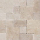Ivory Travertine Pavers in Roman Pattern with tumbled finish
