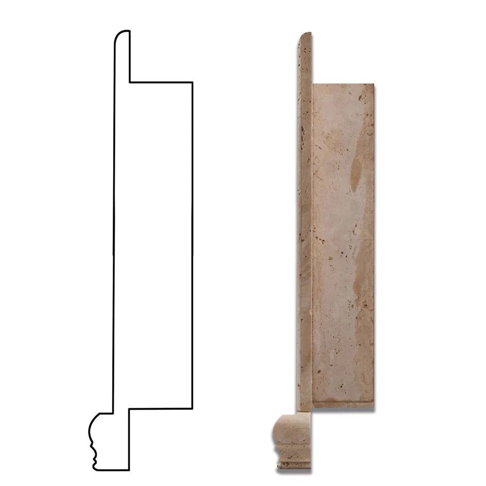 Flat view of Ivory Travertine Custom Shampoo Niche Grande with smooth honed finish
