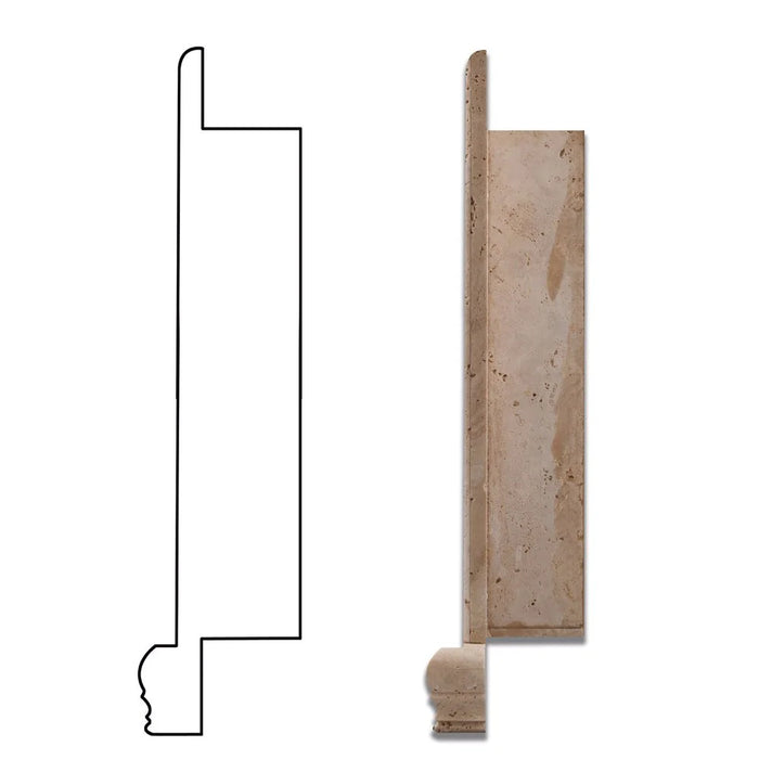 Flat view of Ivory Travertine Custom Shampoo Niche Grande with smooth honed finish