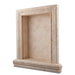 Flat view of Ivory Travertine Custom Shampoo Niche Grande with smooth honed finish