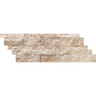 Flat view of Ivory Travertine Splitface Ledger Panel 6x24 with natural texture