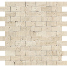 Flat view of Ivory Travertine 1x2 Splitface Mosaic on 12x12 mesh sheet