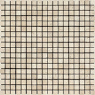 Flat view of Ivory Travertine Tumbled Mosaic 5/8"x5/8", 12x12 mesh sheet with tumbled finish in cream and tan tones