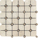 Flat view of Ivory Travertine Tumbled Octagon Mosaic on 12x12 mesh