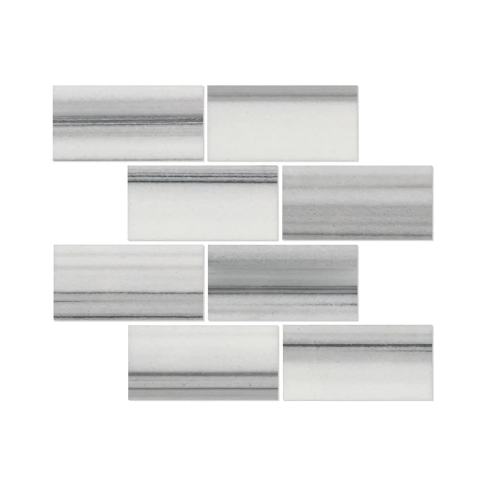 Flat view of 6x12 Polished Mink Marble Tile in neutral taupe tones