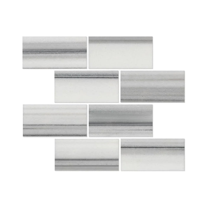 Flat view of 6x12 Polished Mink Marble Tile in neutral taupe tones