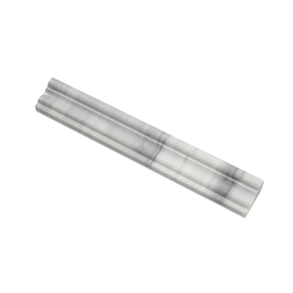 Flat view of 2x12 Polished Mink Marble Crown Molding with classic profile