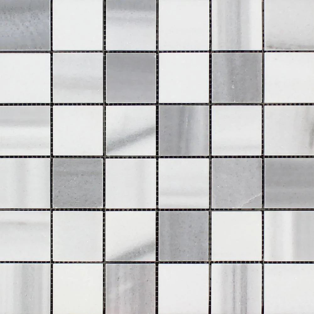 Flat view of 2x2 Polished Mink Marble Mosaic sheet