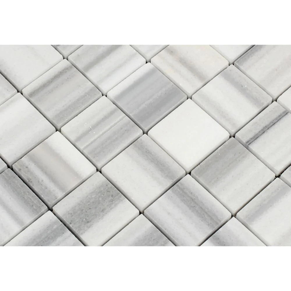 Close-up of Mink Marble showing veincut pattern and polished finish