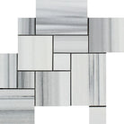 Flat view of Opus Pattern Polished Mink Marble Mosaic sheet