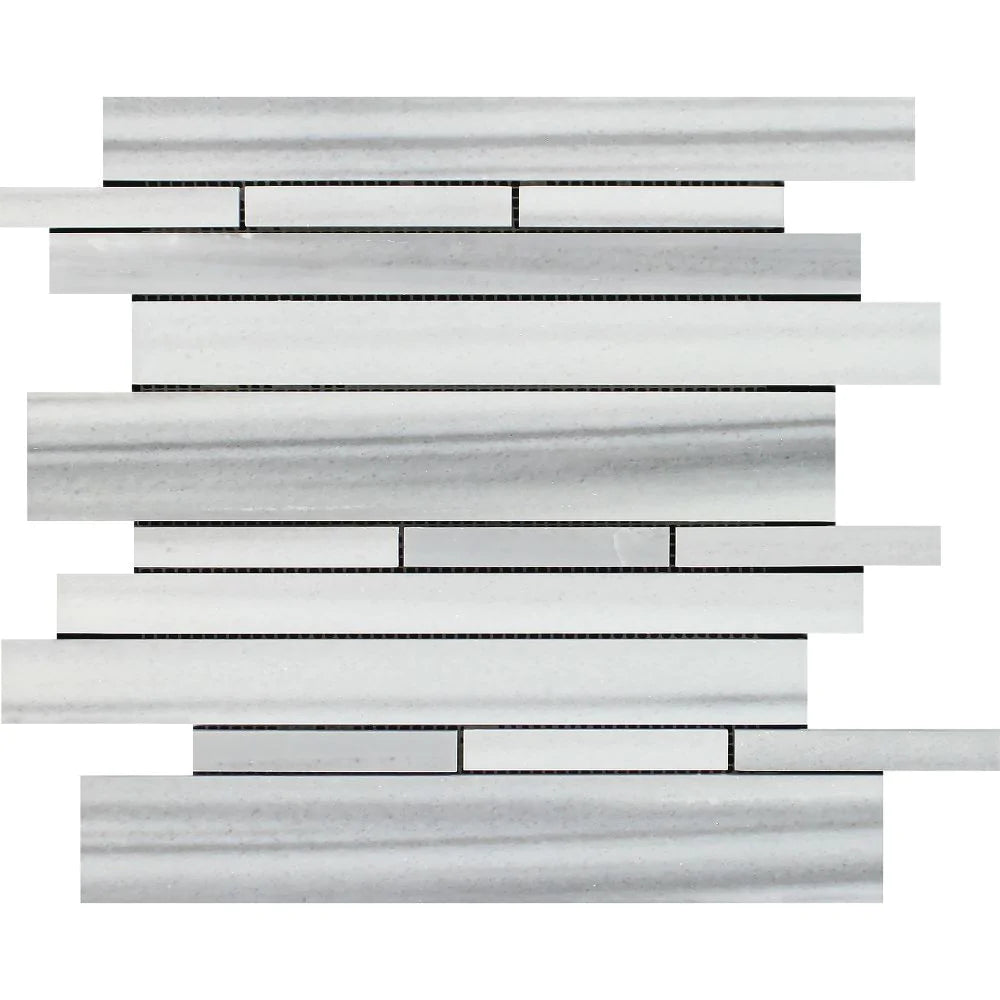 Flat view of Random Pattern Polished Mink Marble Mosaic tile sheet