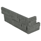 Flat view of Mountain Blue Sandstone Stacked Stone Corner in split face finish, 6x18x6