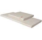 Edge of Myra Limestone Pool Coping showing soft speckled texture and 2” thickness