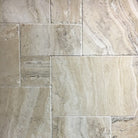 Navona Travertine Versailles tile pattern featuring soft neutral tones and chiseled edges