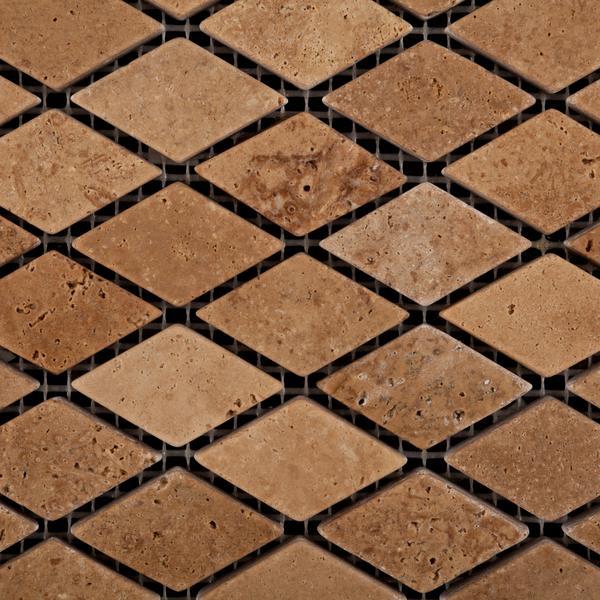 Close-up of Noce diamond tumbled mosaic finish