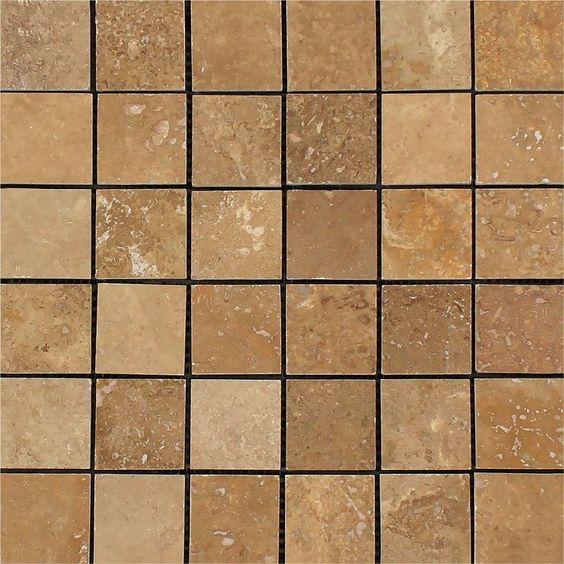 Noce travertine 2x2 honed mosaic tile sheet