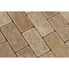 Close-up of 2x4 Noce Travertine tumbled texture