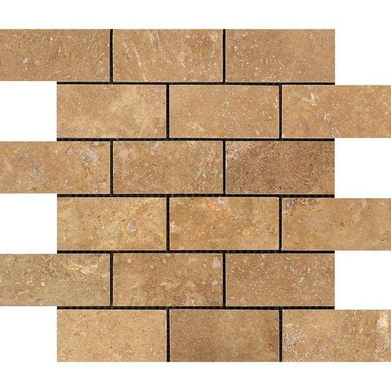 Noce Honed Travertine Mosaic 2x4