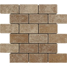 Noce Travertine 2x4 Tumbled Mosaic Sheet