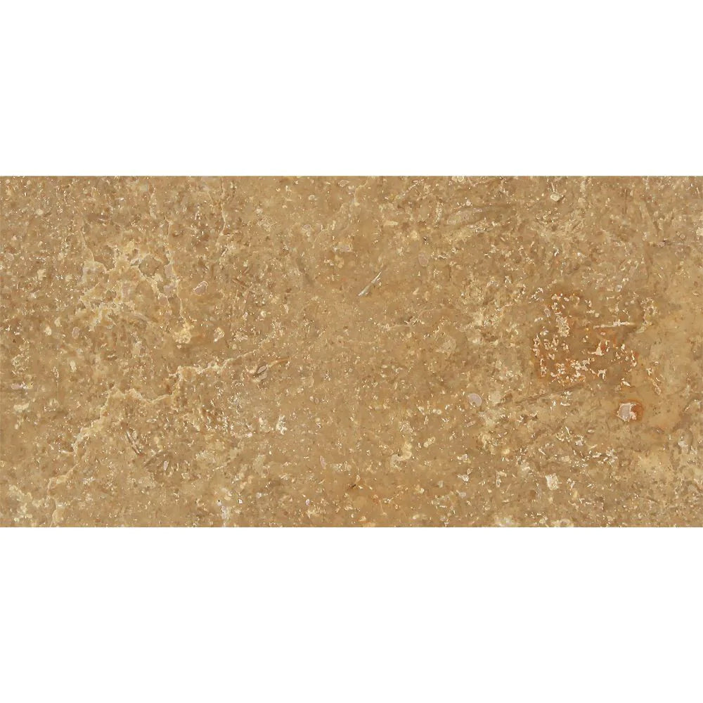 Smooth surface of Noce Travertine tile in 3x6 size