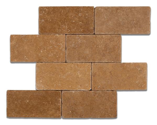 Noce Travertine 3x6 Tumbled Mosaic Tile