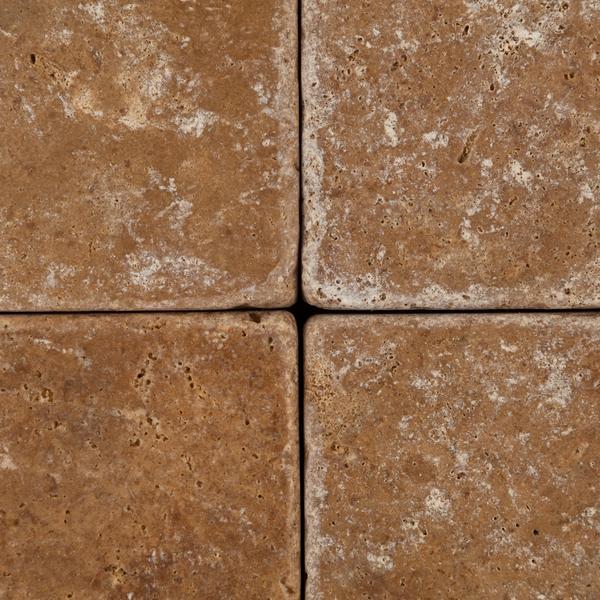 Close-up of tumbled surface and edges
