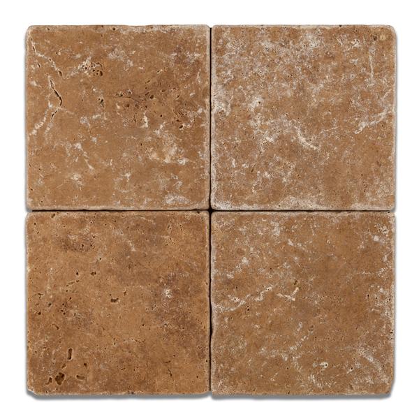 Noce Travertine 6x6 Tumbled Tile – chocolate tones