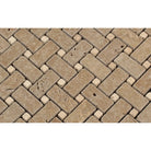 Woven layout of Noce Travertine Basketweave mosaic