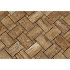 Cream and ivory basketweave travertine tile