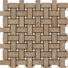 Noce Travertine Basketweave Tumbled Mosaic sheet