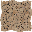 Noce Travertine Random Tumbled Mosaic with brown stone texture