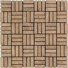 Flat view of Noce Travertine 5/8x2 Triple Strip Mosaic in tumbled finish