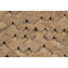 Close-up of Noche Travertine Mosaic showing textured splitface surface