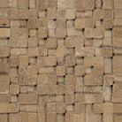 Flat view of Noche Travertine 3D Splitface Mosaic, 1"x1", brown and chocolate hues