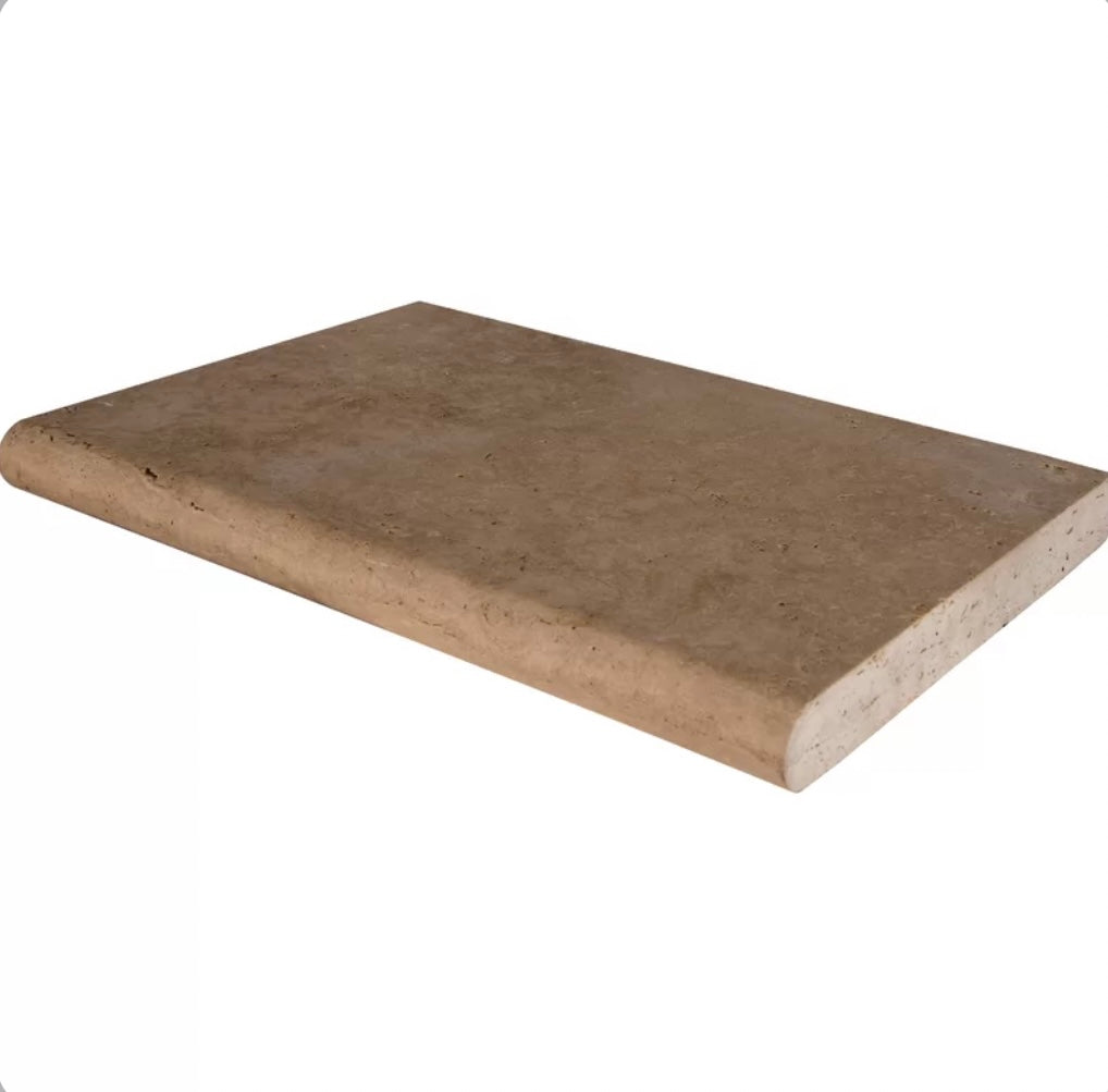 Flat view of Noche Travertine Pool Coping 16x24 with tumbled finish