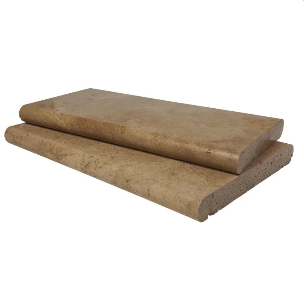 Flat view of Noche Travertine Pool Coping 16x24 with tumbled finish