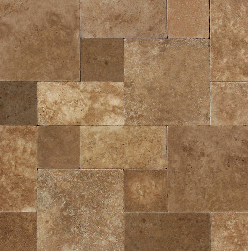 Noche Travertine Pavers in Roman Pattern with tumbled finish


