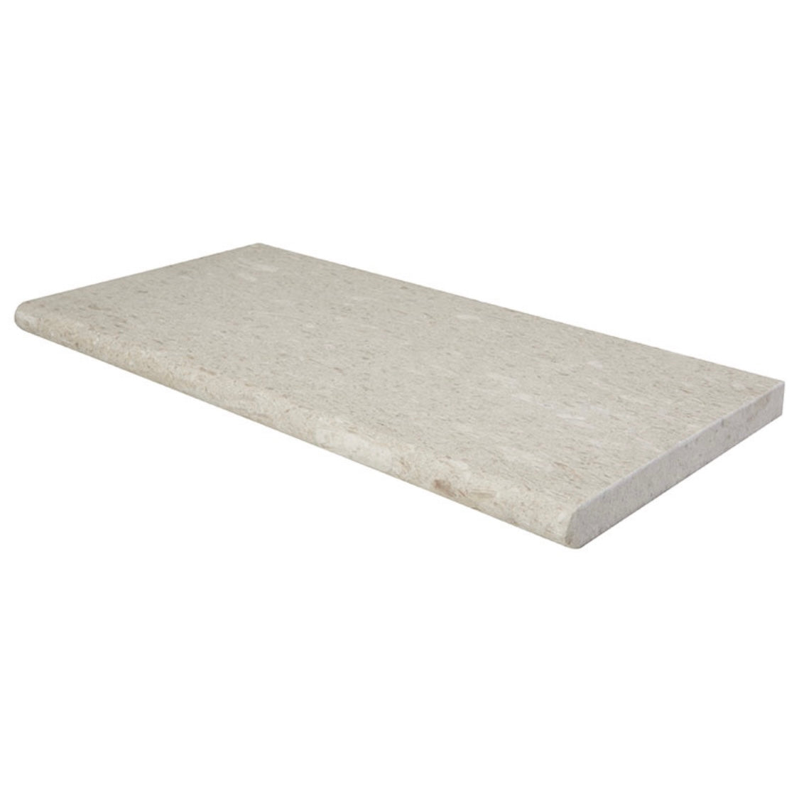 Close-up of Pearl Limestone showing cream tones and bullnose edge detail