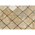 Close-up of Philadelphia 2x2 mosaic tumbled travertine texture