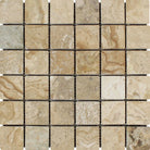 Philadelphia Travertine 2x2 tumbled mosaic tile on mesh