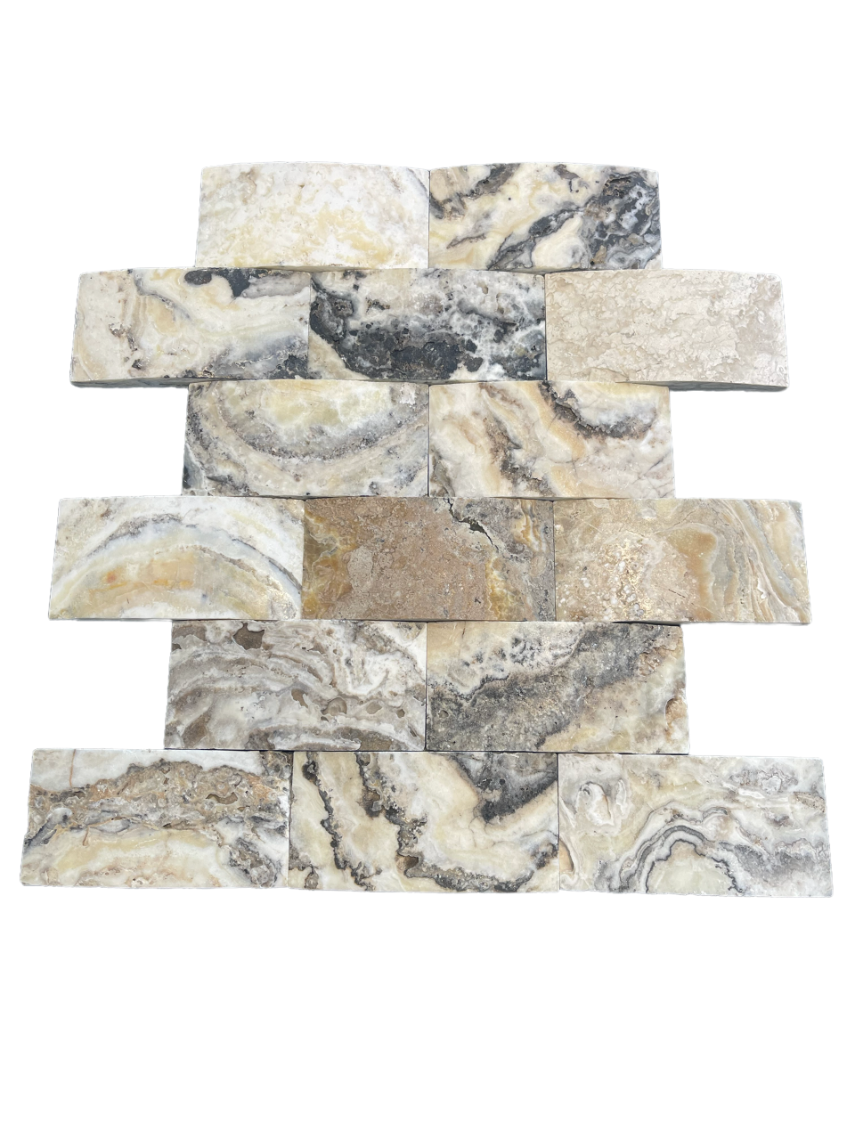 Philadelphia Travertine Mosaic Arched Brick Tumbled 2x4