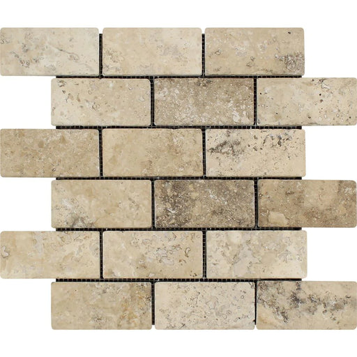 Philadelphia Travertine 2x4 mosaic brick pattern sheet