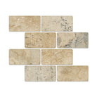 Textured surface of tumbled travertine 3x6 tile