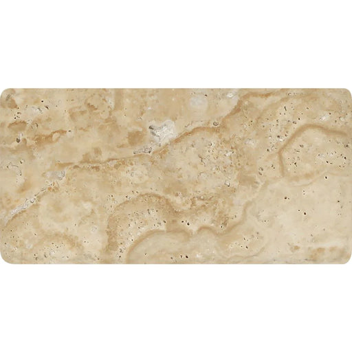 Philadelphia Travertine 3x6 tumbled tile flat lay