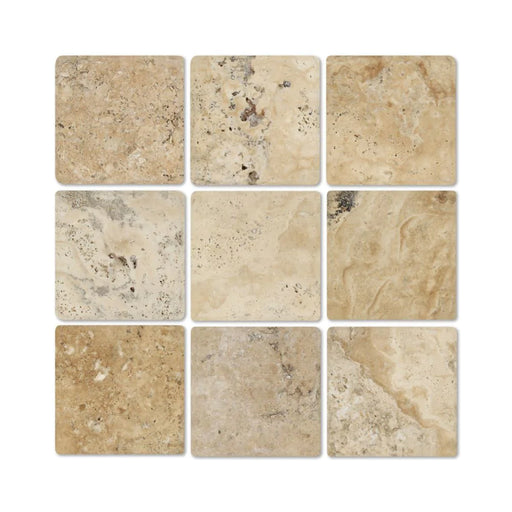 Philadelphia Travertine 4x4 tumbled tile flat layout